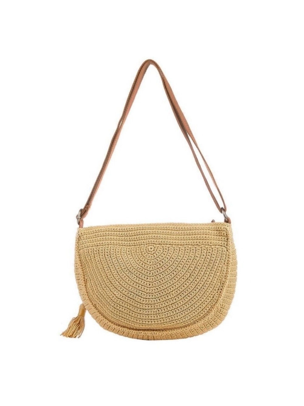 THE Sak Ryder Crochet Crescent Crossbody Bag Hobo Hand-Crocheted Bamboo Tan - Picture 2 of 8